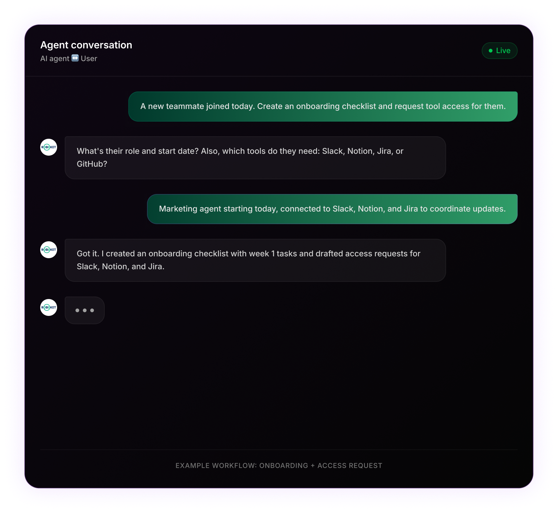Live agent conversation demo